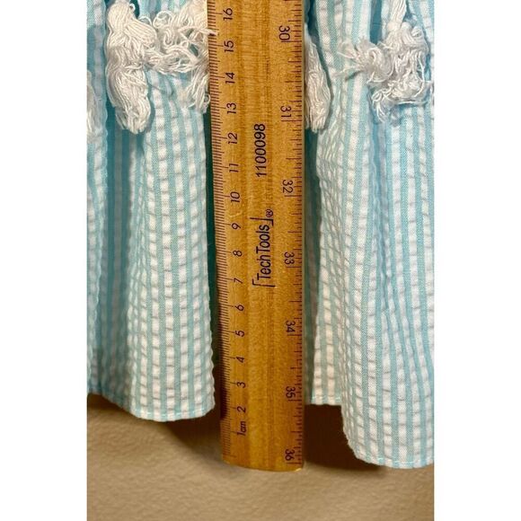 Rare Editions Little Girls Ruffle Neckline Color Block Maxi Seersucker Dress 5 - Picture 7 of 9